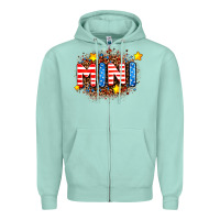 Seafoam usa mini  leopard background Zipper Hoodie - AdoDesignShop