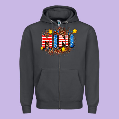Usa Mini  Leopard Background Zipper Hoodie Designed By Adodesignshop