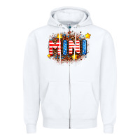 White usa mini  leopard background Zipper Hoodie - AdoDesignShop