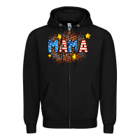 Black usa Mama  leopard background Zipper Hoodie - AdoDesignShop