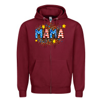 Burgundy usa Mama  leopard background Zipper Hoodie - AdoDesignShop