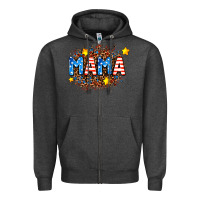 Charcoal Heather usa Mama  leopard background Zipper Hoodie - AdoDesignShop