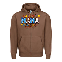 Chestnut usa Mama  leopard background Zipper Hoodie - AdoDesignShop