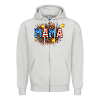 Dove Grey usa Mama  leopard background Zipper Hoodie - AdoDesignShop
