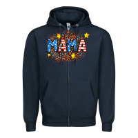 Navy usa Mama  leopard background Zipper Hoodie - AdoDesignShop