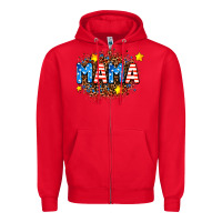 Red usa Mama  leopard background Zipper Hoodie - AdoDesignShop