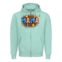 Seafoam usa Mama  leopard background Zipper Hoodie - AdoDesignShop