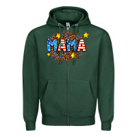 Sports Green usa Mama  leopard background Zipper Hoodie - AdoDesignShop