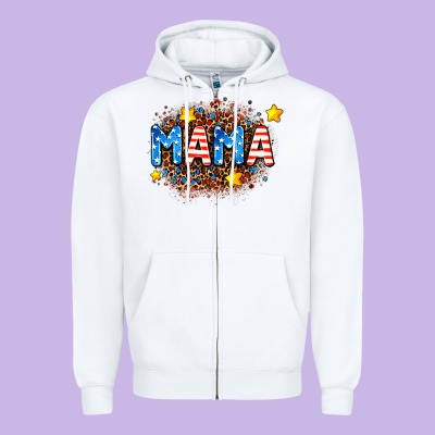 Usa Mama  Leopard Background Zipper Hoodie Designed By Adodesignshop