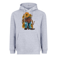 Heather Grey western boots with sunflowers Heavyweight Hoodie - Artiststas