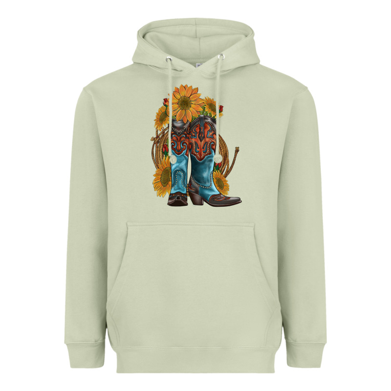 Western Boots With Sunflowers Heavyweight Hoodie by Artiststas | Teevron