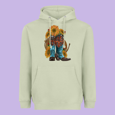 Western Boots With Sunflowers Heavyweight Hoodie Designed By Artiststas