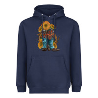 Navy western boots with sunflowers Heavyweight Hoodie - Artiststas