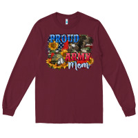 Burgundy Proud army mom 4th of july Long Sleeve Tee - CowGirlArtShop