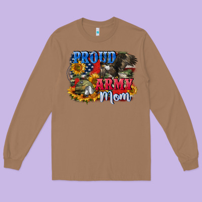Proud Army Mom 4th Of July Long Sleeve Tee Designed By Cowgirlartshop