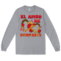 Heather Grey el amor se comparte with churros Long Sleeve Tee - AdoDesignShop