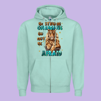 Be Strong And Courageous Zipper Hoodie Designed By Jahusdesignshop