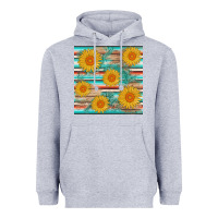 Heather Grey sunflower wood serape  leather seamless Heavyweight Hoodie - AdoDesignShop