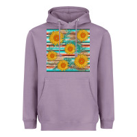 Lavender sunflower wood serape  leather seamless Heavyweight Hoodie - AdoDesignShop