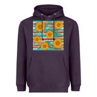 Sunflower Wood Serape  Leather Seamless Heavyweight Hoodie | Teevron