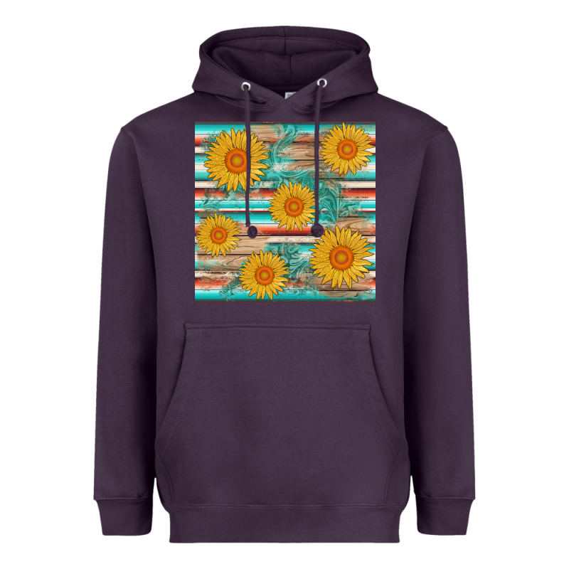 Sunflower Wood Serape  Leather Seamless Heavyweight Hoodie by AdoDesignShop | Teevron