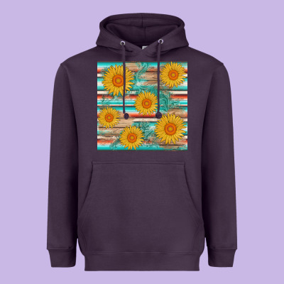 Sunflower Wood Serape  Leather Seamless Heavyweight Hoodie Designed By Adodesignshop