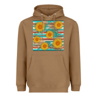 Toasted Coconut sunflower wood serape  leather seamless Heavyweight Hoodie - AdoDesignShop