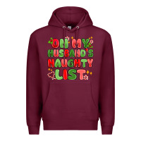 Burgundy on my husband's naughty list Premium Hoodie - MaliasSmallBusiness