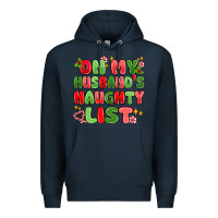 Navy on my husband's naughty list Premium Hoodie - MaliasSmallBusiness