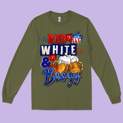 Red White And Boozy 4th Of July Long Sleeve Tee Designed By Cowgirlartshop