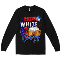 Black Red white and boozy 4th of july Long Sleeve Tee - CowGirlArtShop