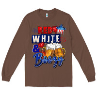Chestnut Red white and boozy 4th of july Long Sleeve Tee - CowGirlArtShop