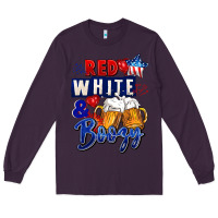 Plum Red white and boozy 4th of july Long Sleeve Tee - CowGirlArtShop