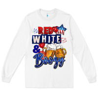 White Red white and boozy 4th of july Long Sleeve Tee - CowGirlArtShop