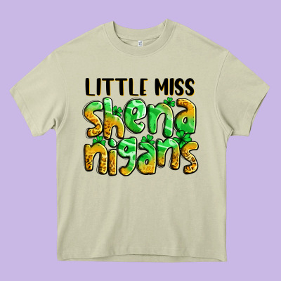 Little Miss Shenanigans St. Patrick's Heavy Core Tee Designed By Lillyallendesigns