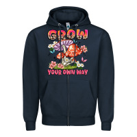 Navy grow your own way Zipper Hoodie - JahusDesignShop