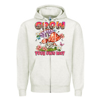 Oatmeal Heather grow your own way Zipper Hoodie - JahusDesignShop