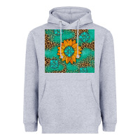 Heather Grey Sunflower Gemstone Leopard Heavyweight Hoodie - Artiststas