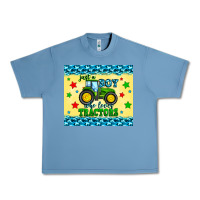 Pebble Blue just a boy who loves tractors Urban Heavy Tee - Zillion Design Studio