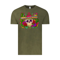 Vintage Olive mexican skull Vintage Tee - Zillion Design Studio