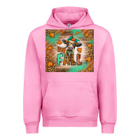 Fuchsia Pink Western Hay Fall Cow Urban Hoodie - LillyAllenDesigns