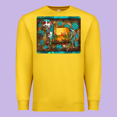 Western Horse Sunset Turquoise's Gemstones Mousepad Premium Sweatshirt Designed By Barkaloodesign