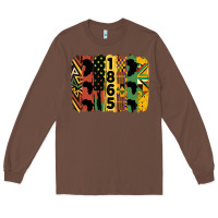 Chestnut juneteenth 1865 brush stroke Long Sleeve Tee - HRA Design Shop