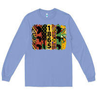 Colony Blue juneteenth 1865 brush stroke Long Sleeve Tee - HRA Design Shop
