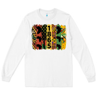White juneteenth 1865 brush stroke Long Sleeve Tee - HRA Design Shop
