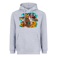 Heather Grey horse with sunflowers Heavyweight Hoodie - Artiststas
