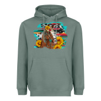Sage horse with sunflowers Heavyweight Hoodie - Artiststas