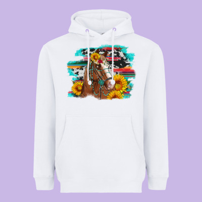 Horse With Sunflowers Heavyweight Hoodie Designed By Artiststas
