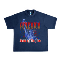 Navy America home of the free Urban Heavy Tee - texasbilliewilder