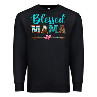 Black blessed mama serape cowhide turquoise Premium Sweatshirt - Jasminsmagicworld